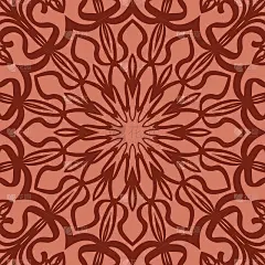 东方花卉图案。曼荼罗的设计。矢量插图。手绘万花筒背景。红砖色