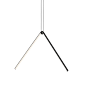 Arrangements Broken Line by Flos —  | ECC : Diffuse light suspended lighting device. Body in extruded, curved NC-machined and black powder-coated aluminium, diffuser in platinum optical silicone. Each component can be connected to the power pack by means 