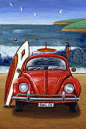 Beetle On The Beach Print by Peter Adderley