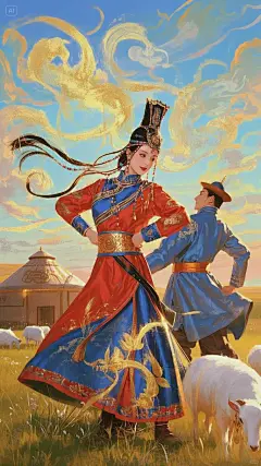 AIGC 插画分享—蒙古族 - 小红书