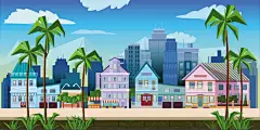 城市矢量繁华建筑夜晚街道商业街房地产AI广告设计EPS分层素材-淘宝网