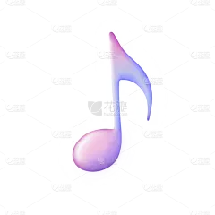 装饰系列立体感3D粉蓝渐变小清新光感音符元素