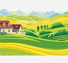 手绘农村画 创意素材