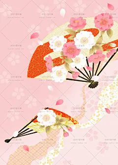 [编号056]和风浮世绘花纹仙鹤扇子和服团花高清图片JPG背景素材-淘宝网