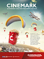 Cinemark : Pipocas paraquedistas. A idéia da diversão caindo do céu bem retratada com um dos maiores ícones do cinema, a pipoca.