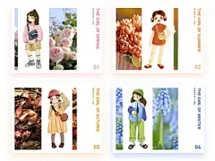 春夏秋冬 人物 character ui 插图 设计 画画 可爱 花 手绘 女孩 color 冬天 秋天 夏天 春天