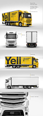 货运物流厢式货车车身广告设计贴图ps样机素材多角度展示效果模板素材