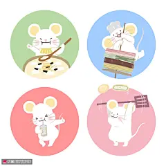 美食餐饮节日餐桌彩色手绘鼠年插画 萌宠动物 家庭宠物
