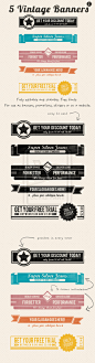 5 Vintage Retro Banners Set 2 by frankschrijvers on deviantART