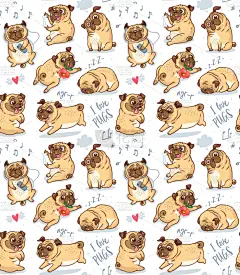 可爱的,巴哥犬,幽默,背景聚焦,四方连续纹样,华丽的,纯种犬,梗犬,纺织品,爱