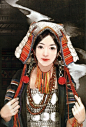 哈呢族、手绘、古典、倾城、中国风、古风、民族特色服装