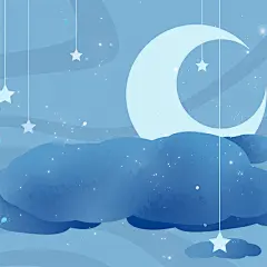 月光星星手绘大气手绘夜晚星空插画