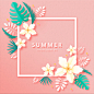花环装饰 风景植物 剪纸风格 夏季主题海报设计PSD tid303t000331
