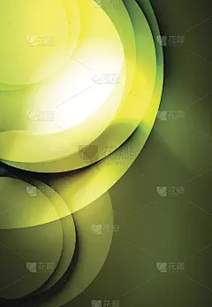 数字插图，发光的波浪和圆圈