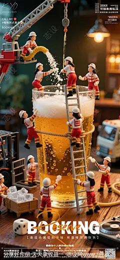 酒吧消防啤酒创意海报-源文件-志设网-zs9.com