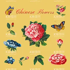 手绘水彩牡丹花  - 源文件下载【酷图网】复古,花开富贵,中国花,国花,牡丹,牡丹花,水彩,手绘花,水彩花,手绘牡丹花,国潮,国风,蝴蝶,花叶,绿叶,叶子,粉色花,蓝花,花草,装饰,花朵,花卉,鲜花,传统,印花,插画,怀旧,装饰画,油画,