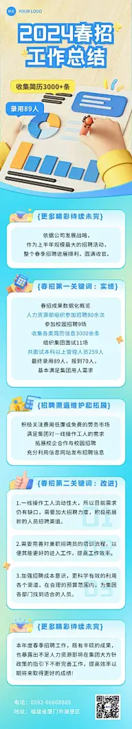 企业春季招聘成果总结汇报软3D文章长图