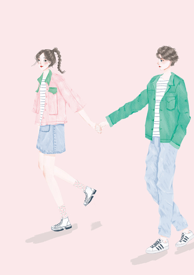 牵你的手_扎小扎__插画师作品_涂鸦王国...