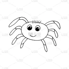 蜘蛛图标。手绘涂鸦风格。向量,极简主义,单色。万圣节装饰。