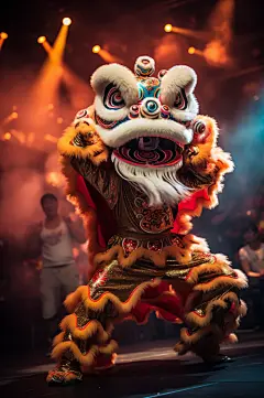 AI数字艺术新年春节传统舞龙舞狮图片-众图网