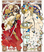 【致敬名画】穆夏特辑 : 阿尔丰斯•穆夏是（Alfons Maria Mucha）代表了新艺术派的平面设计师。大家应该都曾看到过《JOB》、《四季》等穆夏的作品吧。穆夏所使用的华丽多彩的曲线设计风格吸引了很多人。2014年成为日本热门话题的“东京站100周年纪念Suica”也是使用了穆夏风格的插画。
下面我们就为大家送上包含美丽的星星•宝石•花朵元素，致敬“穆夏”的插画作品特辑。快来看看吧。
