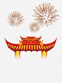 中式门楼烟花散开 免费下载 页面网页 平面电商 创意素材