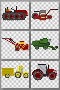 扁平化农用机械设备元素插画
