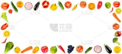 宽框架成熟的新鲜蔬菜和水果