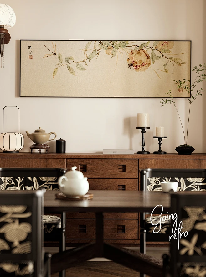 陶花 中古横幅客厅沙发背景墙装饰画国风卧室床头挂画新中式壁画-tmall.com天猫-花瓣网