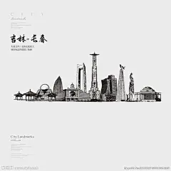 城市建筑 矢量城市建筑 矢量城市 城市剪影 城市地标 矢量建筑 城市建筑线描稿 手绘城市 城市版画 版画  城市 旅游 城市插画 长春 #排版#