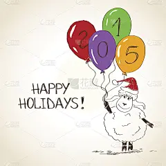 有趣的素描羊-象征2015年新年