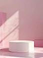white realistic cylinder mockup podium, pastel color, 3D geometirc style, minimal wall scene, Sharp Focus,Movie lighting,Octane rendering,Unreal Engine,Movie Texture,Bokeh,Blurred Foreground,Blurred Background,Gradient background