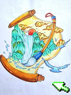 24考研视觉传达设计【卷轴山水画】武汉理工
