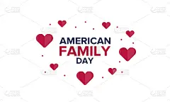 美国家庭的一天。每年8月庆祝。在美国的节日快乐。爱国的设计。海报，贺卡，横幅和背景。矢量图