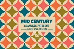 50款中世纪复古几何无缝拼接面料布料壁纸图案设计ai矢量设计素材图片