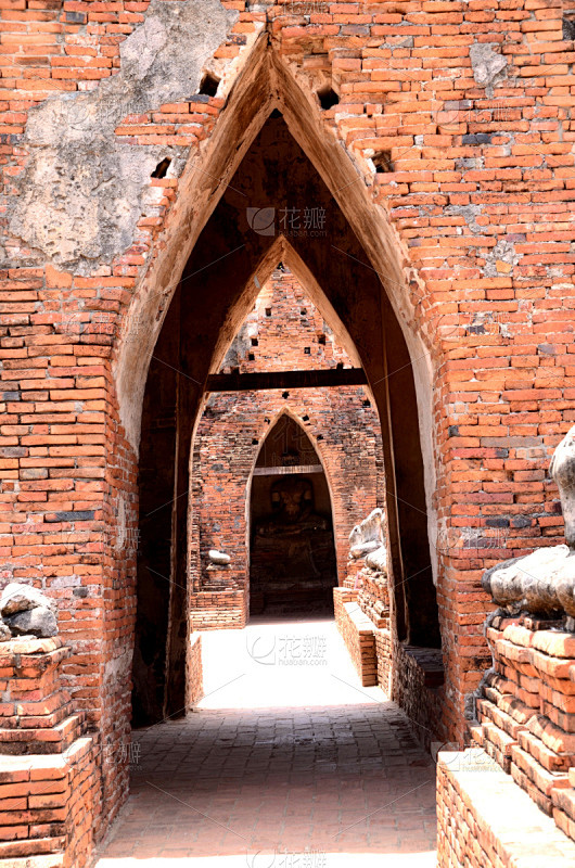 过去,太阳穴,拱门,砖,泰国,建筑物门,著名景点,门,2015年,旅行者