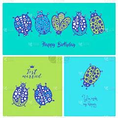 贺卡,可爱的,请柬,斑点,纺织品,浪漫,图像,组物体,瓢虫,昆虫