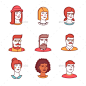 人脸图标细线集.潮人——人们字符Human Faces Icons Thin Line Set. Hipsters - People Characters成人,非洲式发型,《阿凡达》,胡须,胡须,男孩,帽、公民、认真、欧元、表情,脸,女,女孩,头发,发型,帽子,头,人类,工作,女士,男,人老了,人,个性,图片,严重,社会媒体,学生 adult, afro, avatar, beard, bearded, boy, caps, citizen, earnest, euro, expression, face