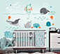 Under the Sea Decal with Monogram Custom Name Vinyl Decal, Ocean Friends Nursery Wall Decal for a Nautical Nursery, Kids or Childrens Room on Etsy, $59.00