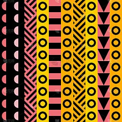 复古色无缝图案。奇特的抽象几何艺术版画。民族潮人装饰线条背景。