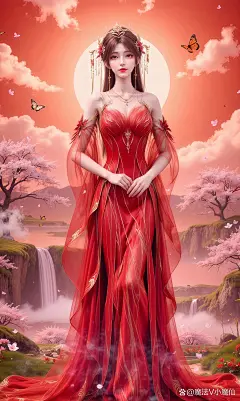 月亮女神降临，红衣飘飘...@国漫动态女主壁纸的动态