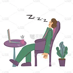 累的人坐着睡觉。矢量设计。