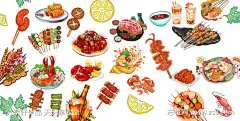 美食插图元素_源文件下载_PSD格式_2268X1144像素-素材,元素,装饰,插画,手绘,餐饮,佳肴,美味,餐盘,食物,菜品,烹饪,菜肴,摆盘,美食-作品编号:2025083112346523-源文件下载-志˒设˘网