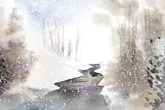 冬季冬天森林白雪落雪树木自然景观海报