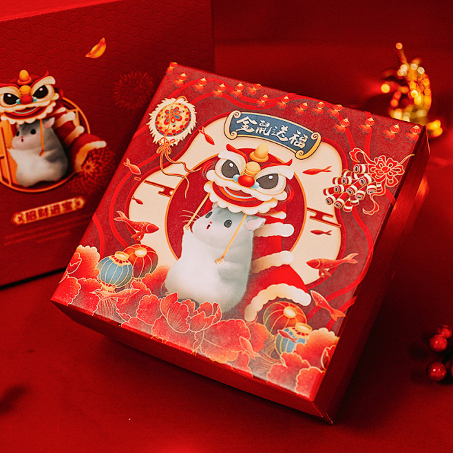 现货新年礼盒定做春节天地盖包装盒定制红色...