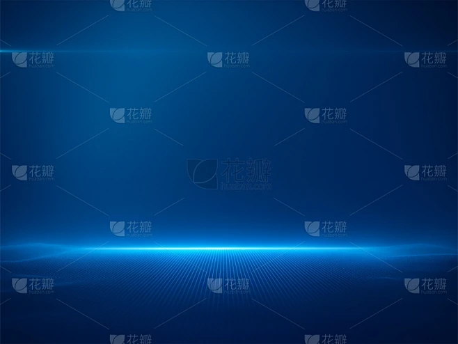 常规内容-科技风系列科技感深蓝色竖条纹延伸地面发光地平线背景素材-花瓣网