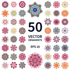 免扣花环花卉曼陀罗几何抽象ai矢量平面设计素材花纹装饰圆环背景-淘宝网