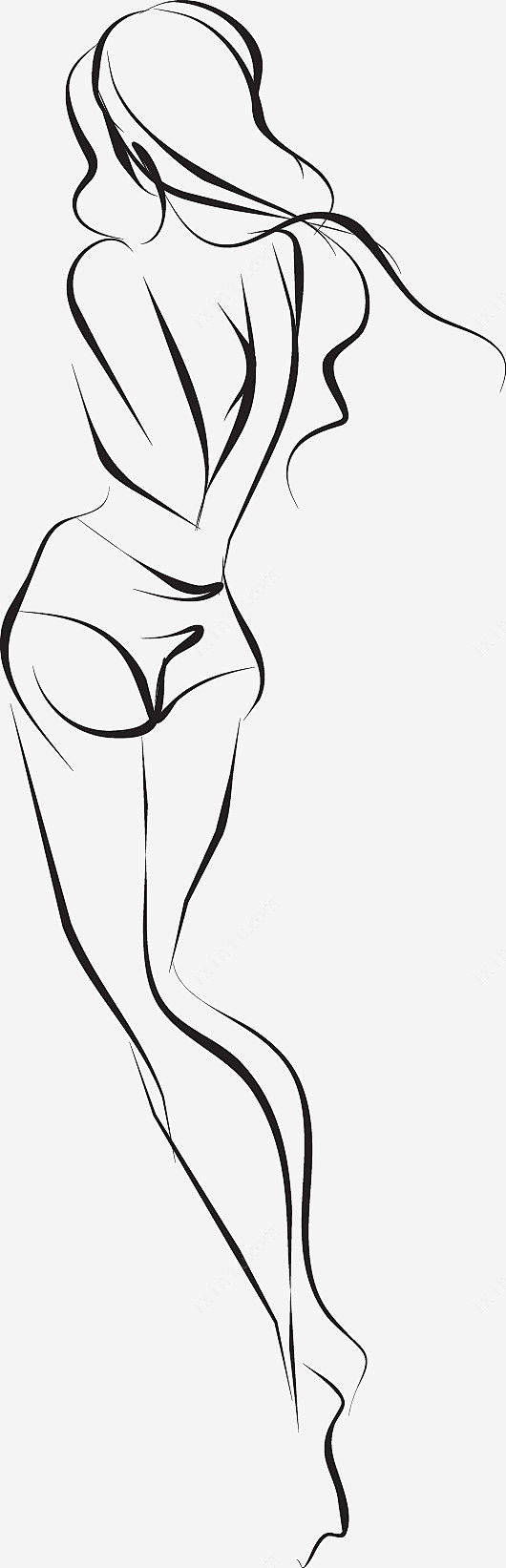 线条女人背影形体oneline
