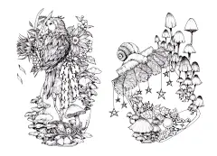 黑白蘑菇图鉴---已授权_一超惊人文化传媒__插画师作品_涂鸦王国gracg.com
