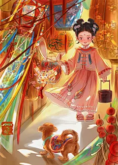 （古风插画）（治愈系插画）中秋节_柿子葉c__插画师作品_涂鸦王国gracg.com